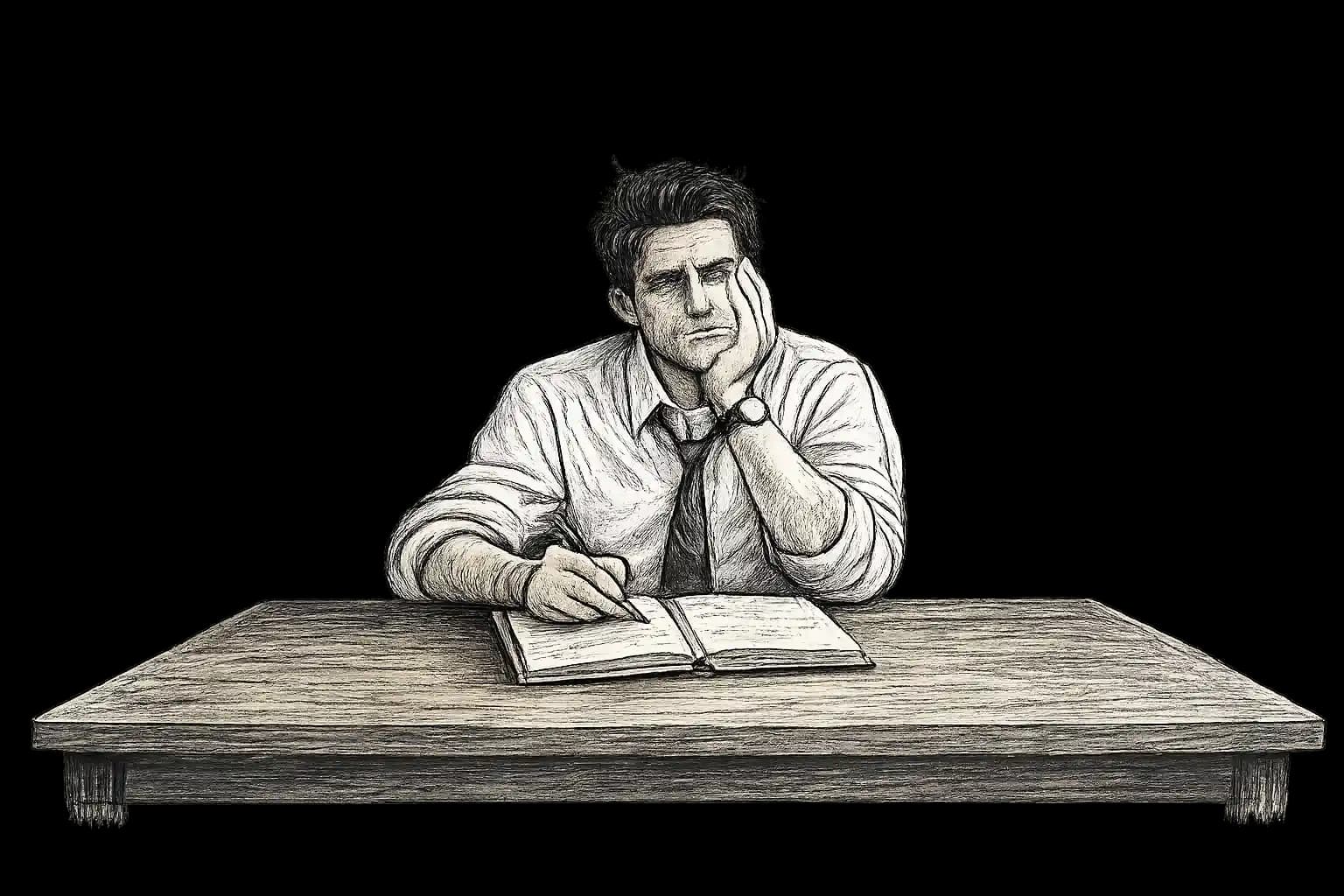 Stressed Principal at Desk